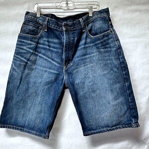 Levis 569 Denim Shorts Whiskers Vintage Men's Mans Blue Jeans Waist 36"